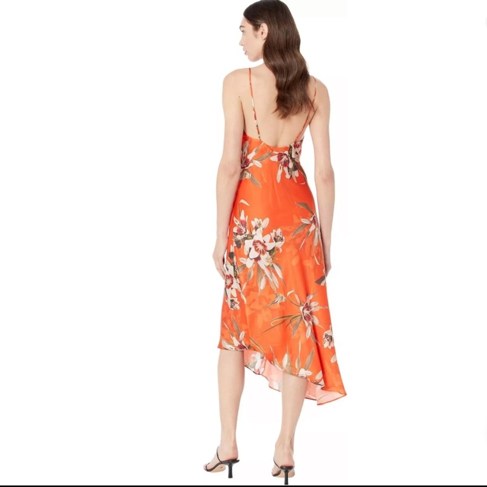 AllSaints Alexia Dorada silk asymmetric midi dress - Picture 9 of 10